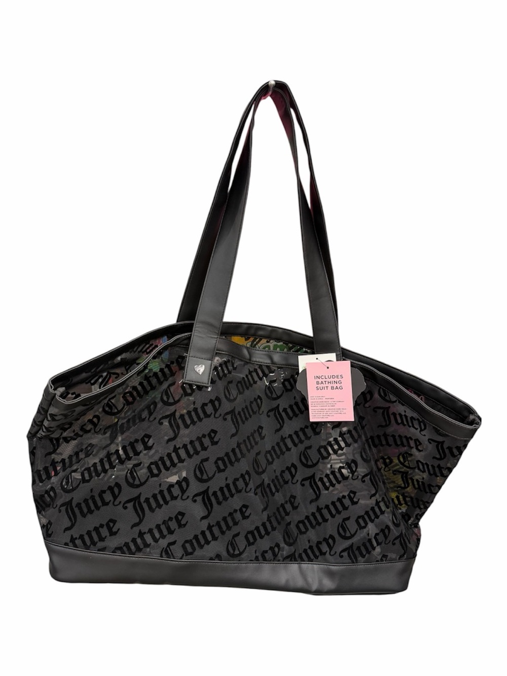 Juicy Couture Black Logo Script Tote with Pink Tag